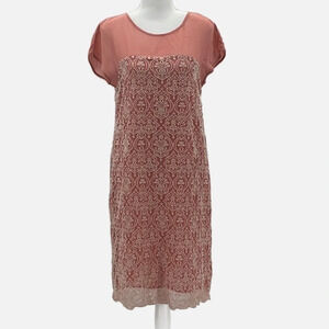 Sundance Rose Palace Embroidered Shift Dress in Dusty Pink - Size Small